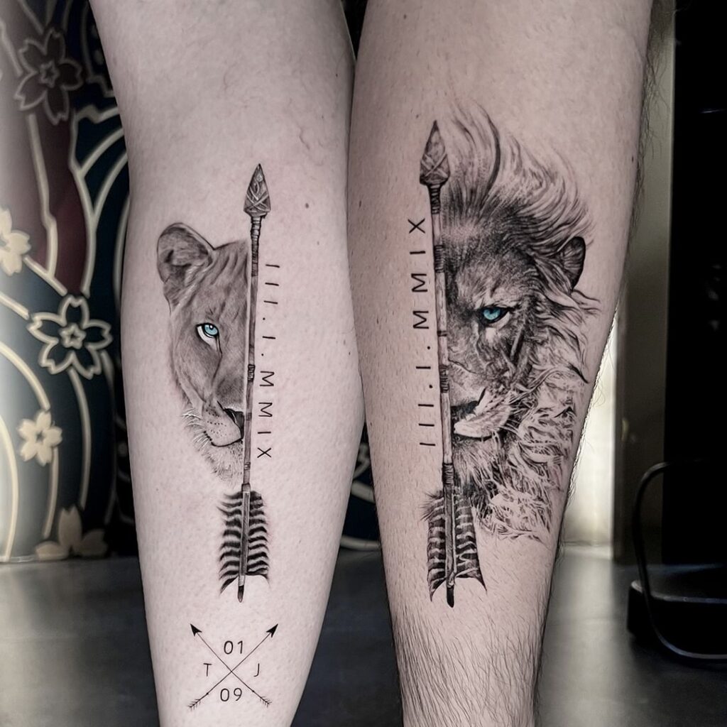 Two lion tattoo