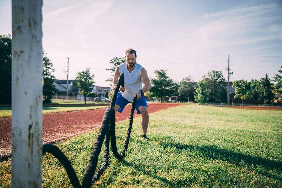 a man doing rope exercise